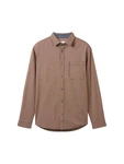TOM TAILOR Kurzarmshirt Regular-Fit Hemd Braun/Khaki