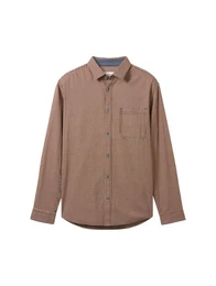 Kurzarmshirt Regular-Fit Hemd mit Hahnentrittmuster - Regular Fit