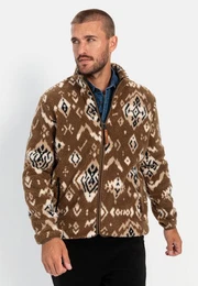 Fleecejacke mit Stehkragen Markenlabel