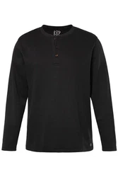JP1880 T-Shirt Henley Langarm Piqu (JP1880) Schwarz