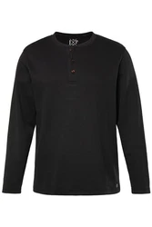 JP1880 T-Shirt Henley Langarm Piqu (JP1880) Schwarz