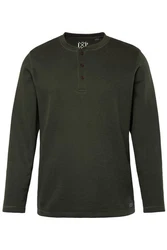 JP1880 T-Shirt Henley Langarm Piqu (JP1880) Dunkelgrün/Grün
