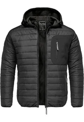 Amaci&Sons Steppjacke MACON Hybrid Softshell Herren Kapuzenjacke Grau/Dunkelgrau/Schwarz
