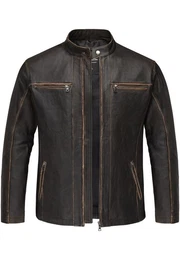 Lederjacke JUNEAU Lederjacke Herren Vintage Zipper Lederjacke