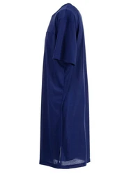 Lucky Nachthemd Kurzarm Tasche Uni Dunkelblau/Blau