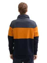 TOM TAILOR Sweatshirt mit Colour Blocking Orange/Dunkelblau/Hellblau/Mischfarben