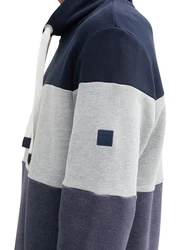 TOM TAILOR Sweatshirt mit Colour Blocking Grau/Dunkelblau/Hellblau