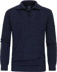 Redmond Strickpullover Troyer Dunkelblau/Blau