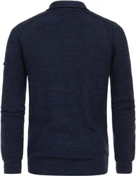 Redmond Strickpullover Troyer Dunkelblau/Blau