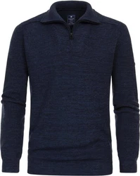 Redmond Strickpullover Troyer Dunkelblau/Blau
