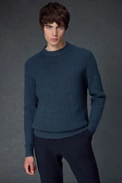 Rundhalspullover Strickpullover mit Rundhalsausschnitt Regular Fit (1-tlg)