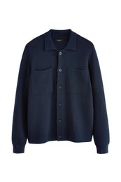 Strickjacke Relaxed Fit Hemdjacke aus 100 % Baumwollstrick (1-tlg)