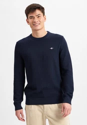 Gant Rundhalspullover Dunkelblau