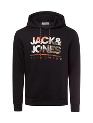 JACK & JONES Sweatshirt Kapuzenpullover JJLuke Schwarz