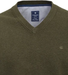 Redmond V-Ausschnitt Pullover Dunkelgrün/Khaki