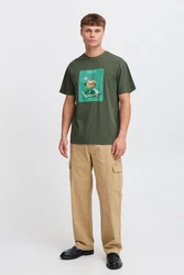 !Solid T-Shirt mit Print Dunkelgrün/Grün