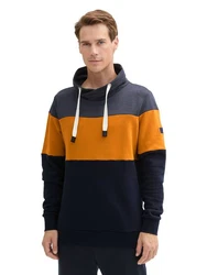 TOM TAILOR Sweatshirt mit Colour Blocking Orange/Dunkelblau/Hellblau/Braun