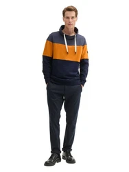 TOM TAILOR Sweatshirt mit Colour Blocking Orange/Dunkelblau/Hellblau/Braun