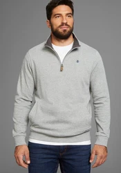 DELMAO Sweatshirt mit Henley Kragen und Seitentaschen Hellgrau/Grau