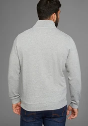DELMAO Sweatshirt mit Henley Kragen und Seitentaschen Hellgrau/Grau