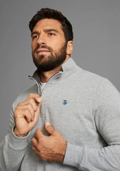 DELMAO Sweatshirt mit Henley Kragen und Seitentaschen Hellgrau/Grau