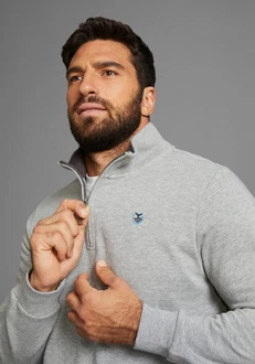 DELMAO Sweatshirt mit Henley Kragen und Seitentaschen