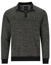 Hajo Sweatshirt Troyer Kragen Stay Fresh Bgelfrei Dunkelgrau/Dunkelgrün/Grün/Grau/Hellgrau