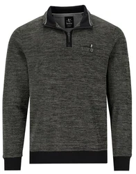 Hajo Sweatshirt Troyer Kragen Stay Fresh Bgelfrei Dunkelgrau/Dunkelgrün/Grün/Grau/Hellgrau