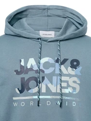 JACK & JONES Sweatshirt Kapuzenpullover JJLuke Blau