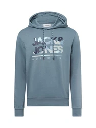 JACK & JONES Sweatshirt Kapuzenpullover JJLuke Blau