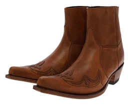 7783 JAVI LUCA Braun Westernstiefelette Rahmengenhte Westernstiefelette