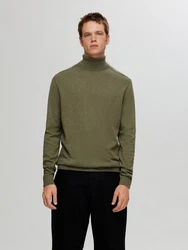 SELECTED HOMME Strickpullover SLHBERG ROLL NECK oliv
