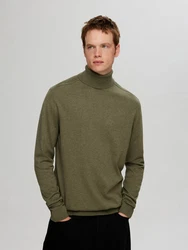 SELECTED HOMME Strickpullover SLHBERG ROLL NECK oliv