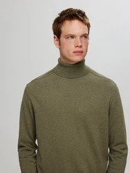 SELECTED HOMME Strickpullover SLHBERG ROLL NECK oliv