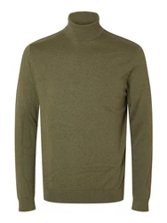 SELECTED HOMME Strickpullover SLHBERG ROLL NECK oliv