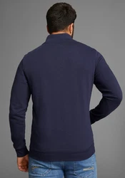 DELMAO Sweatshirt mit Henley Kragen und Seitentaschen Dunkelblau/Blau