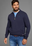 DELMAO Sweatshirt mit Henley Kragen und Seitentaschen Dunkelblau/Blau