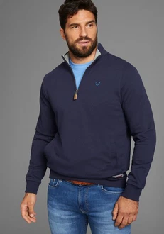 DELMAO Sweatshirt mit Henley Kragen und Seitentaschen Dunkelblau/Blau DELMAO Sweatshirt mit Henley Kragen und Seitentaschen Dunkelblau/Blau