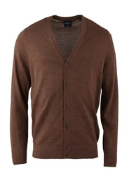 Strickjacke Cardigan - Merino - Casual Fit - Einfarbig - Braun (1-tlg)