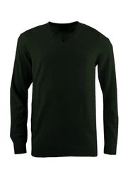 V-Ausschnitt-Pullover Pullover - Merino - Casual Fit - V-Ausschnitt - Einfarbig - Dunkelgrn