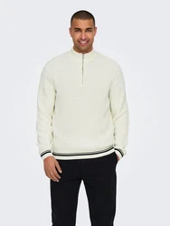 ONLY & SONS Strickpullover Stehkragen Regular Fit Langarm (7954) Weiß (7954)