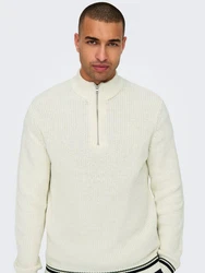 ONLY & SONS Strickpullover Stehkragen Regular Fit Langarm (7954) Weiß (7954)