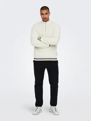 ONLY & SONS Strickpullover Stehkragen Regular Fit Langarm (7954) Weiß (7954)