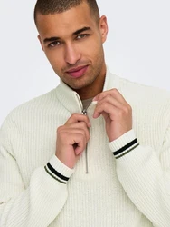 ONLY & SONS Strickpullover Stehkragen Regular Fit Langarm (7954) Weiß (7954)