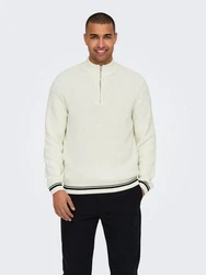 ONLY & SONS Strickpullover Stehkragen Regular Fit Langarm (7954) Weiß (7954)