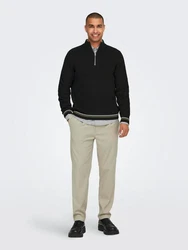 ONLY & SONS Strickpullover Stehkragen Regular Fit Langarm (7954) Schwarz (7954)