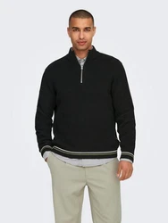 ONLY & SONS Strickpullover Stehkragen Regular Fit Langarm (7954) Schwarz (7954)