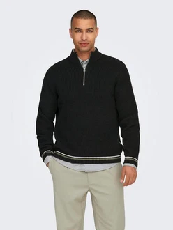 ONLY & SONS Strickpullover Stehkragen Regular Fit Langarm (7954) Schwarz (7954) ONLY & SONS Strickpullover Stehkragen Regular Fit Langarm (7954) Schwarz (7954)