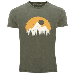Print-Shirt Herren Vintage Shirt Print Natural Badge Logo Wandern Outdoor Fashion mit Print