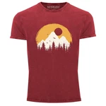 Neverless Print-Shirt Herren Vintage Shirt Natural Badge Logo Wandern Outdoor Fashion Dunkelrot/Rot/Bordeaux